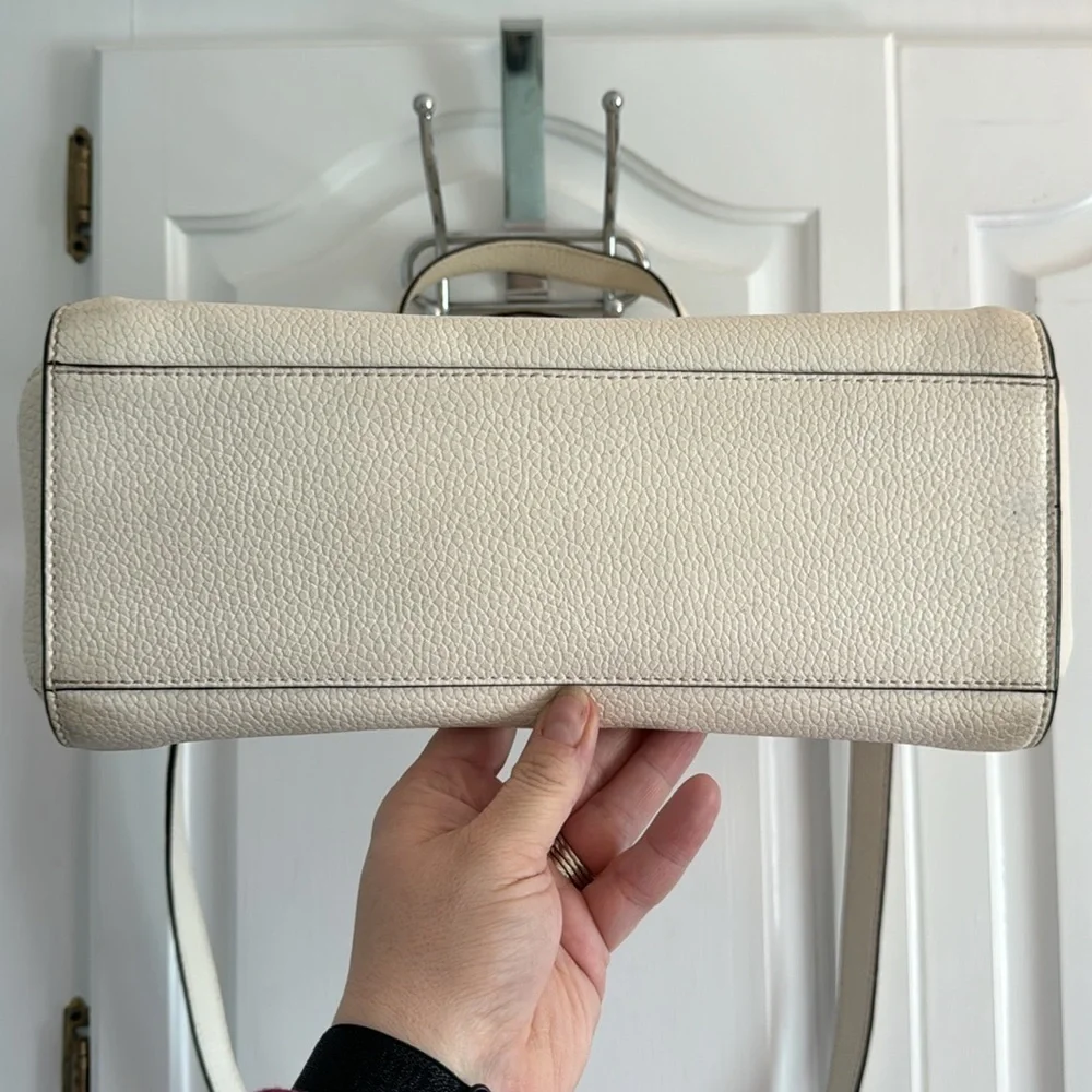 KATE SPADE ♠️ Leather Chantal Bridge Place Cream White Bow Satchel Shoulder Bag